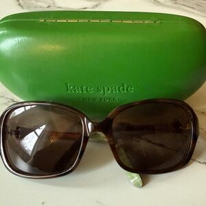 Kate Spade Ellison Dark Brown Sunglasses with Bright Green Case